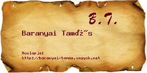 Baranyai Tamás névjegykártya